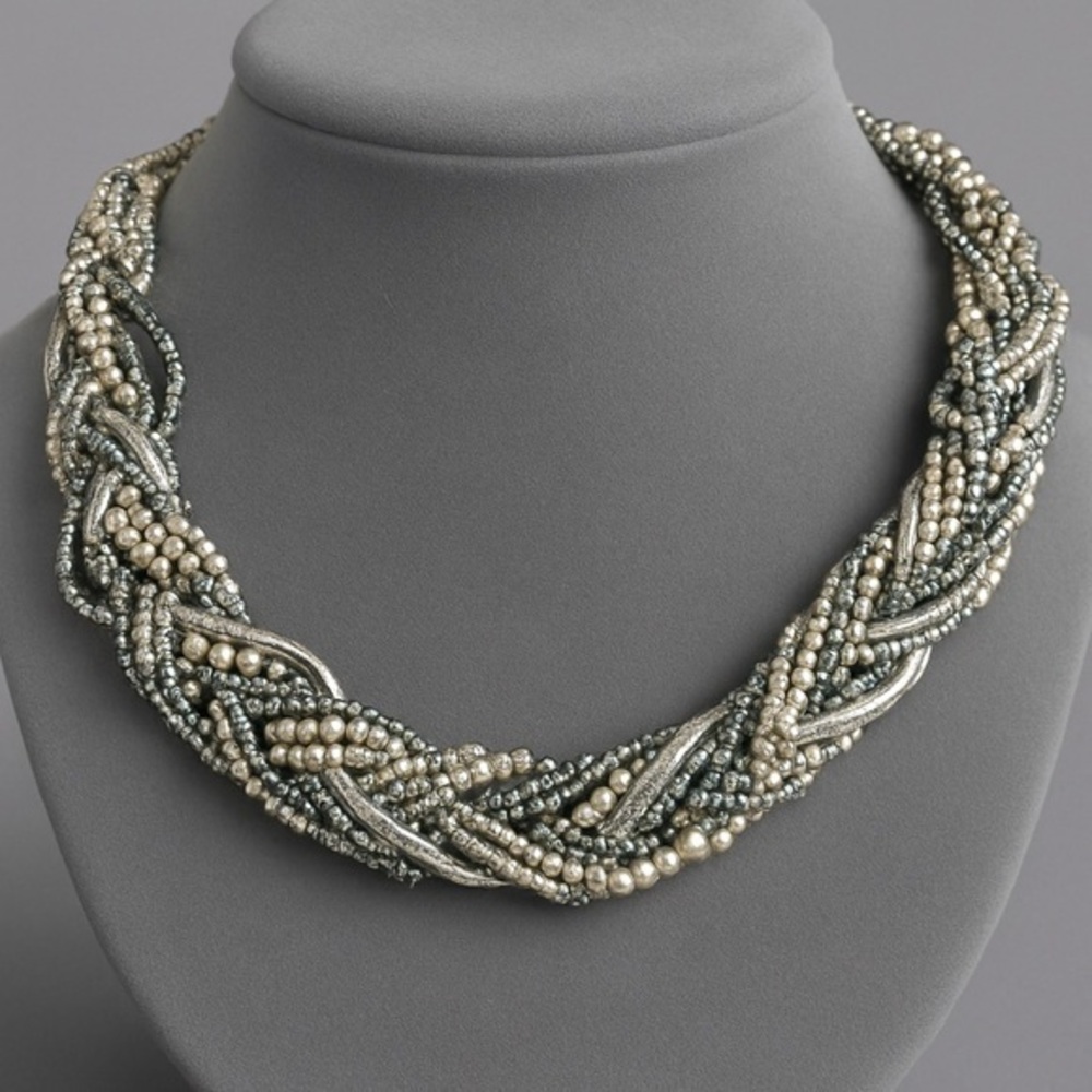 Premier Designs INTERWOVEN Collar Multi-strand Braided Necklace NWOT 17"+ 5 #449